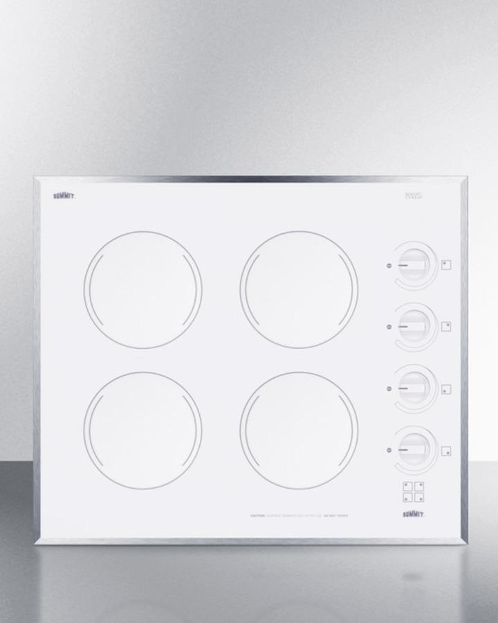 Summit CR424WH 24" Wide 230v 4-burner Radiant Cooktop