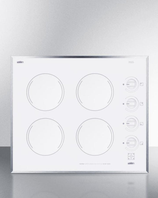 Summit CR424WH 24" Wide 230v 4-burner Radiant Cooktop