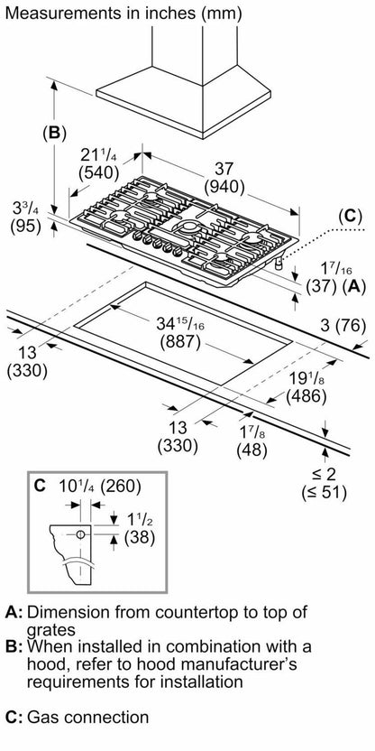 Bosch 800 Series Gas Cooktop 36" Stainless steel NGM8658UC