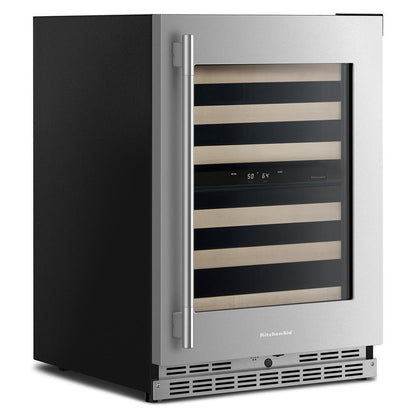 Kitchenaid KUWR524SPS 24" Undercounter Wine Cellar with Full-Extension Wood-Front Racks