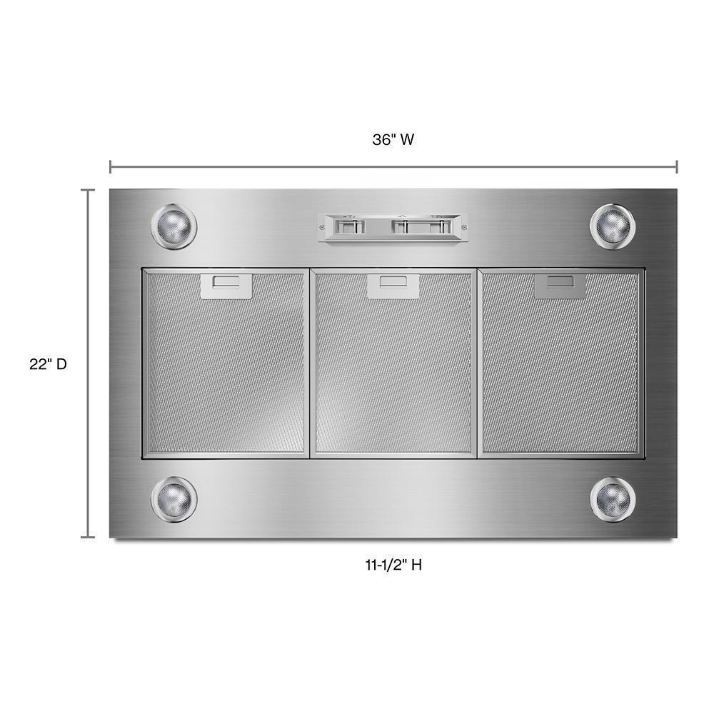 Kitchenaid UVL6036JSS 36" 585 or 1170 CFM Motor Class Custom Hood Liner