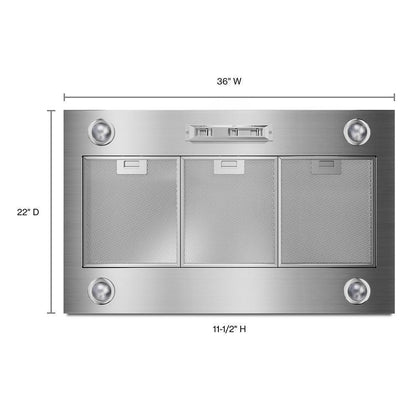 Kitchenaid UVL6036JSS 36" 585 or 1170 CFM Motor Class Custom Hood Liner
