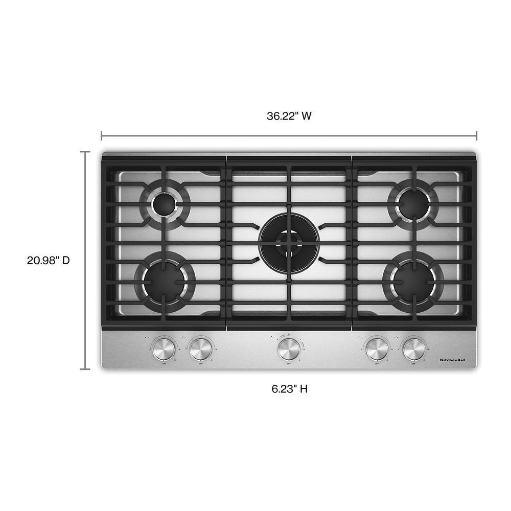 KCGK736SSS KitchenAid® 36 in. Gas Cooktop with 5 Burners and Integrated Wok Grate