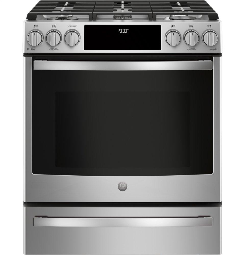 GE Profile™ 30" Smart Slide-In Front-Control Gas Range