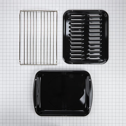 Kitchenaid W10123240 Premium Range Porcelain Broiler Pan and Roasting Rack - Grey (Includes Pan and Grid)