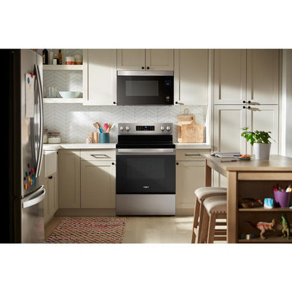 Whirlpool WFES4530SW 30-inch Electric Range with Air Cooking Technology and Steam Clean