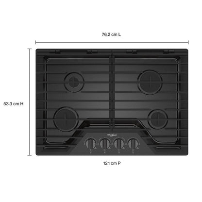 Whirlpool WCGK5030PV 30-inch Gas Cooktop with EZ-2-Lift™ Hinged Cast-Iron Grates