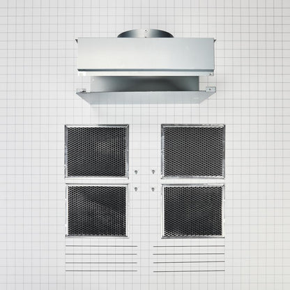 Kitchenaid W11430925 Range Hood Wall Recirculation Kit with 2 Charcoal Filters, 4 Clips, and a Deflector Damper - Silver