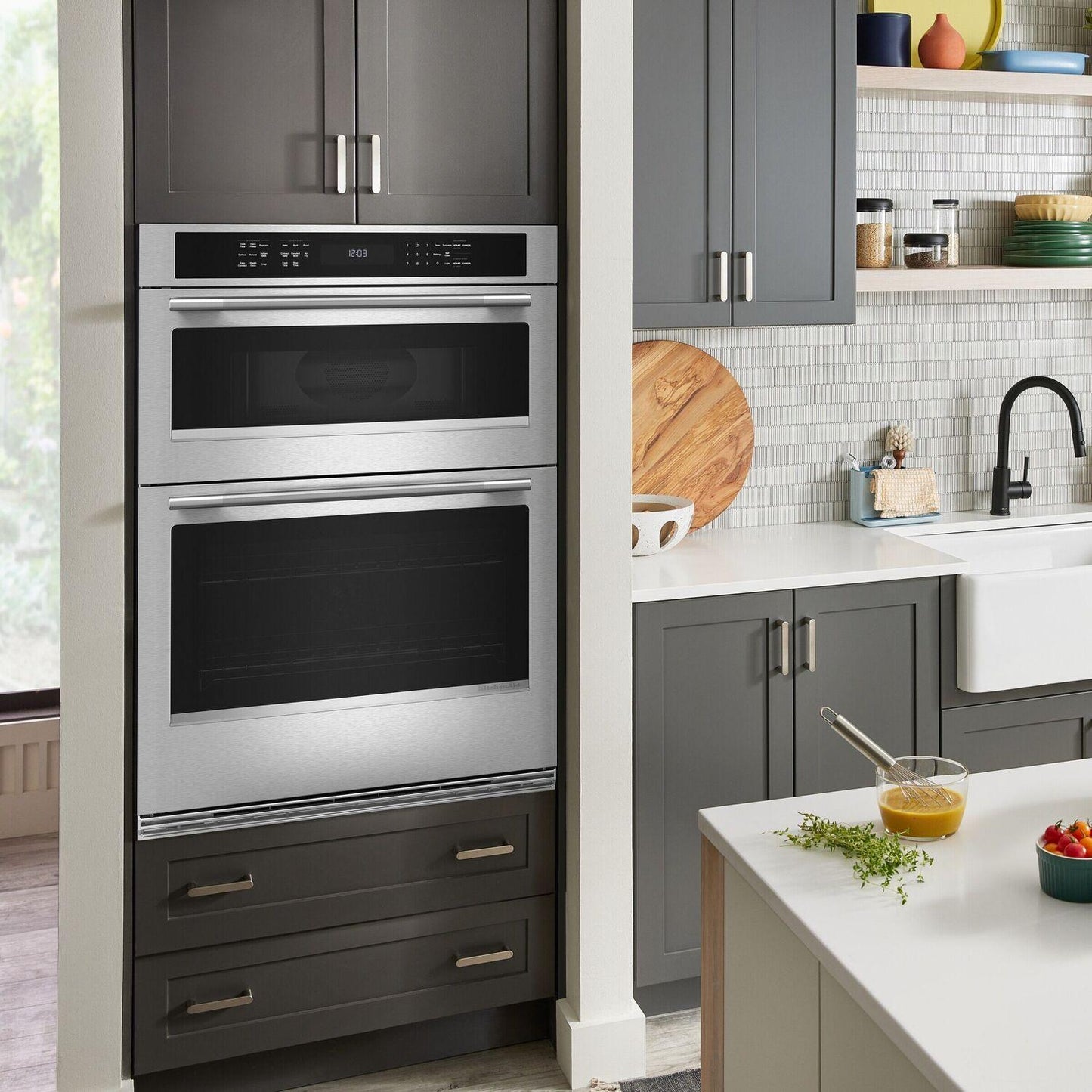 Kitchenaid KOEC527SPS 27-inch Electric Combo Wall Oven with No Preheat Air Fry Mode - PrintShield™ Finish