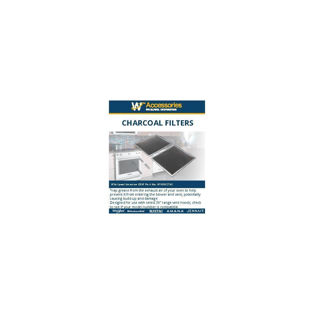 Kitchenaid W10905734 30-IN Range Hood Recirculation Filter Kit - Silver (Includes Two 16 1/2-IN X 11 1/2-IN Charcoal Filters and Four Clips)