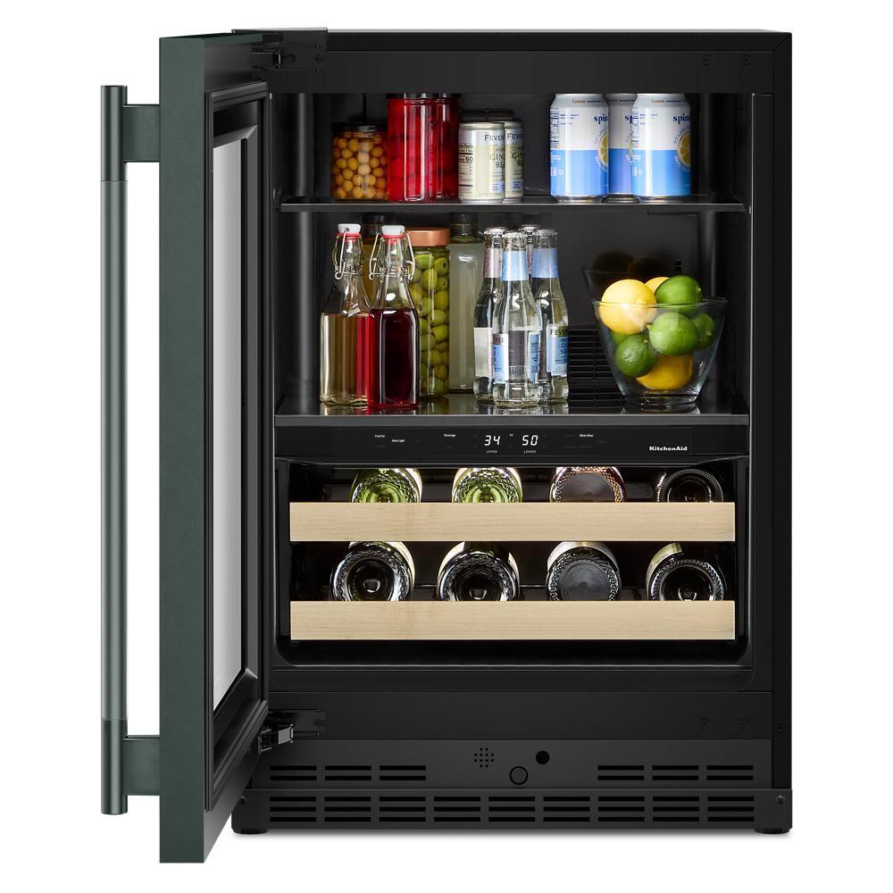 Kitchenaid KUBL524SJP 24" Beverage Center with Glass Door and Wood-Front Racks