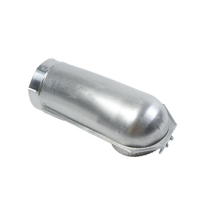 Maytag 4396005 4.5" Silver Dryer Exhaust Wall Elbow with 90-degree offset, snap-lock fittings, and rotating collars.