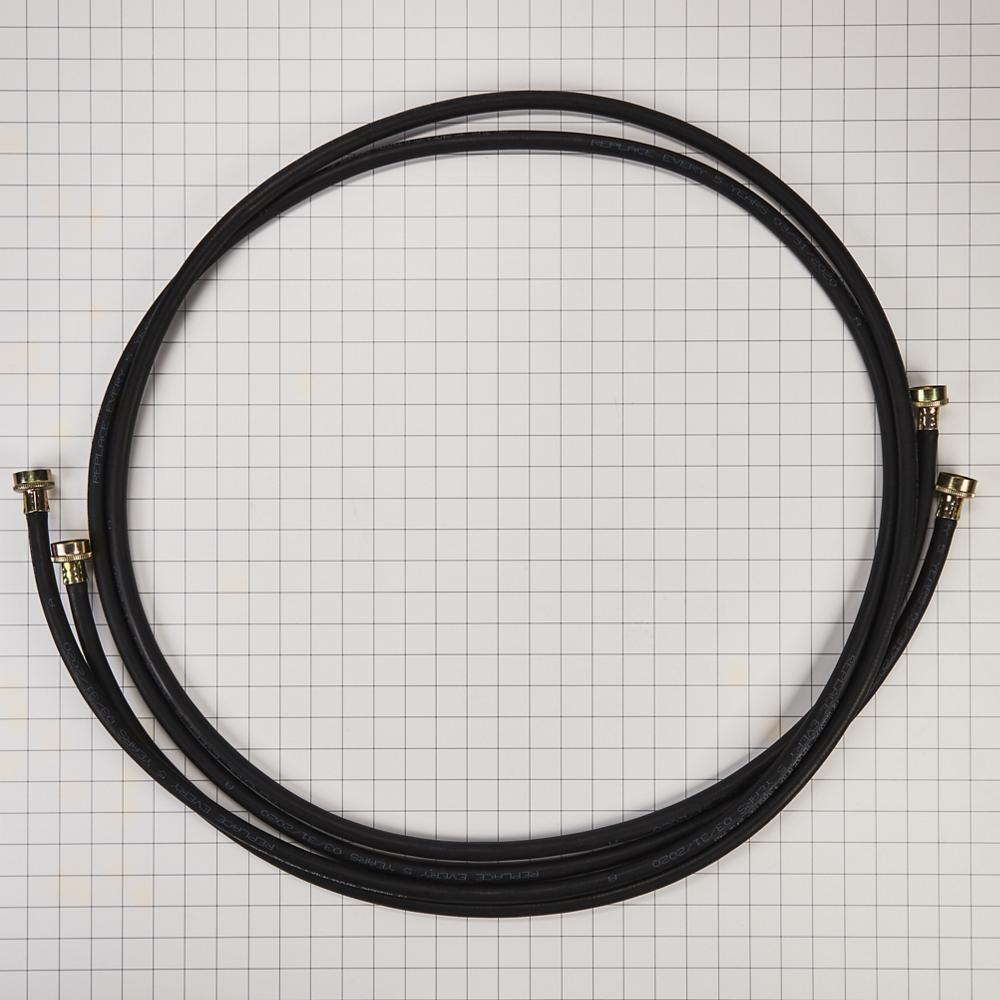 Kitchenaid 8212656RP 10' Black washing machine rubber fill hoses rated 1050 PSI with 2 female connections and built-in connectors - 2 Pack