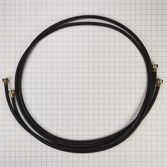 Maytag 8212656RP 10' Black washing machine rubber fill hoses rated 1050 PSI with 2 female connections and built-in connectors - 2 Pack