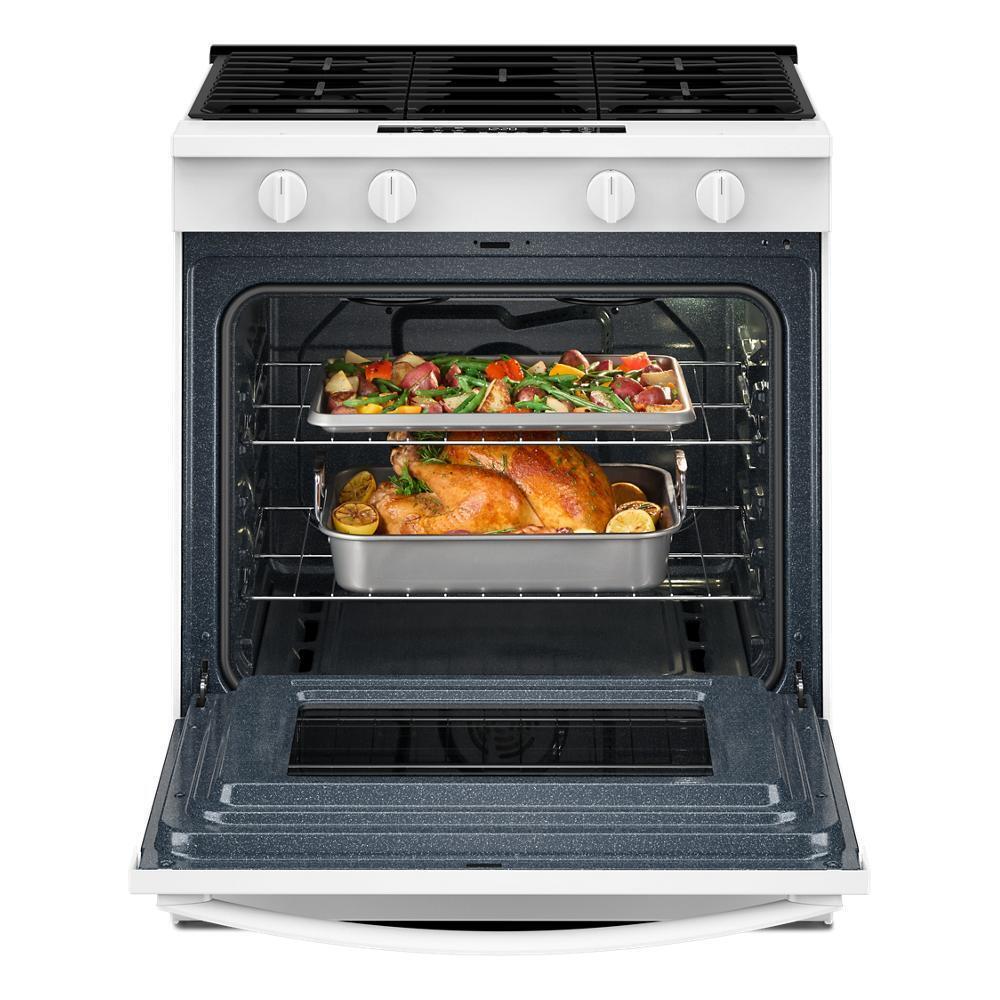 Whirlpool WSGS4530TW 30-inch Gas Smart Range with Air Cooking Technology and Steam Clean
