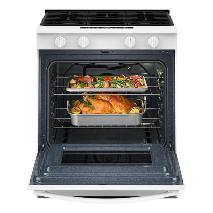 Whirlpool WSGS4530TW 30-inch Gas Smart Range with Air Cooking Technology and Steam Clean