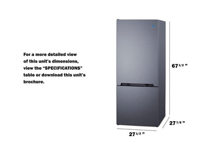 Summit FFBF154SSLHD 28" Wide Bottom Mount Refrigerator-freezer