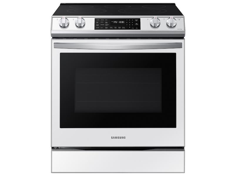 Samsung NE63BB851112 Bespoke 6.3 cu. ft. Smart Front Control Slide-In Electric Range with Air Fry & Wi-Fi in White Glass