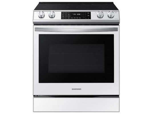 Samsung NE63BB851112 Bespoke 6.3 cu. ft. Smart Front Control Slide-In Electric Range with Air Fry & Wi-Fi in White Glass