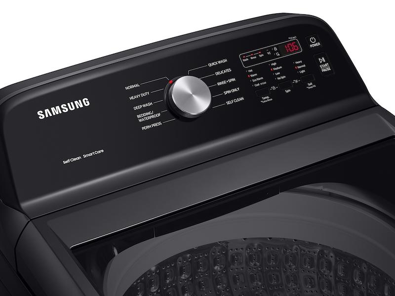 Samsung WA49B5105AV 4.9 cu. ft. Large Capacity Top Load Washer with ActiveWave™ Agitator and Deep Fill in Brushed Black