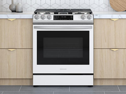 Samsung NX60BB851112 Bespoke 6.0 cu. ft. Smart Front Control Slide-In Gas Range with Air Fry & Wi-Fi in White Glass