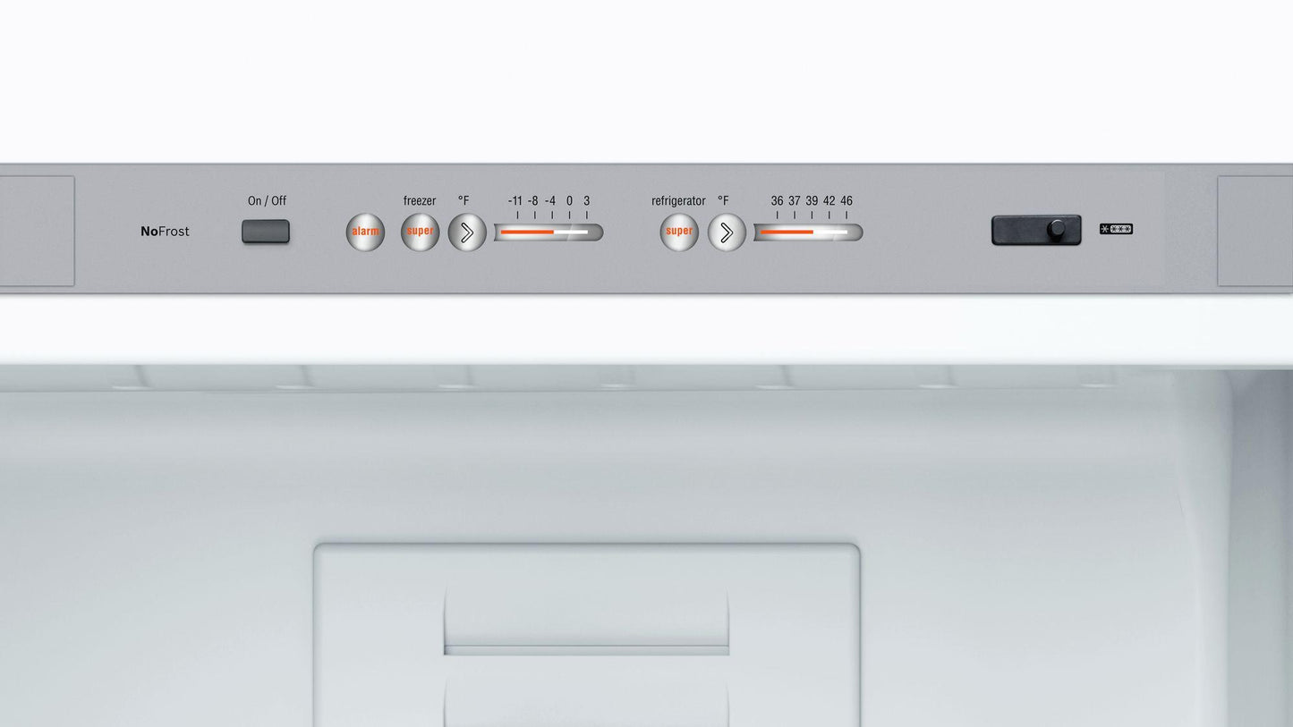 Bosch B10CB81NVW 800 Series Free-standing fridge-freezer with freezer at bottom, glass door 23.5" White