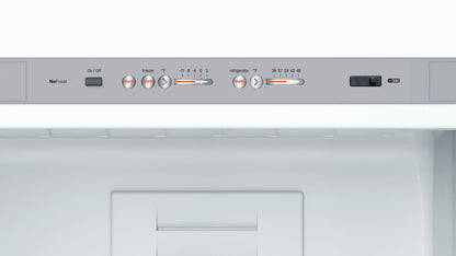 Bosch B10CB81NVW 800 Series Free-standing fridge-freezer with freezer at bottom, glass door 23.5" White
