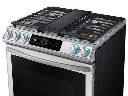 Samsung NX60BB871112 Bespoke Smart Slide-in Gas Range 6.0 cu. ft. with Smart Dial, Air Fry & Wi-Fi in White Glass