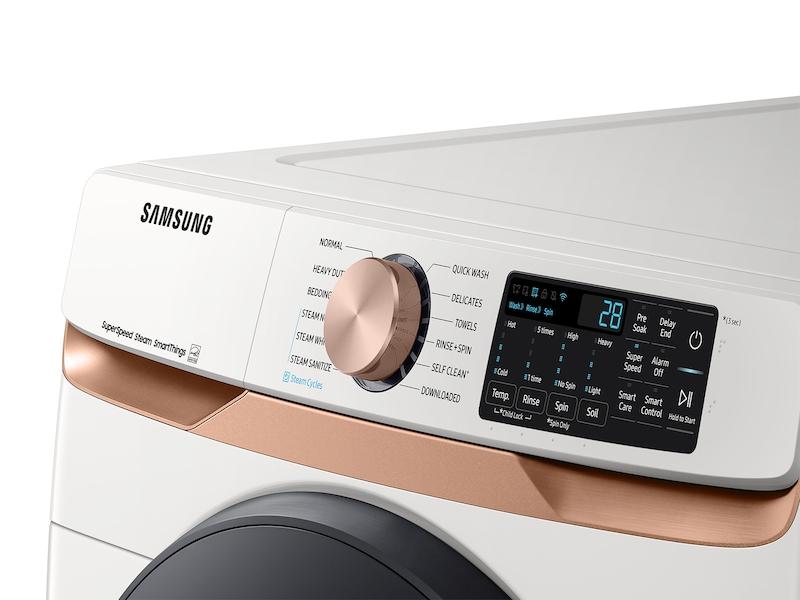 Samsung WF50BG8300AEUS 5.0 cu. ft. Extra Large Capacity Smart Front Load Washer with Super Speed Wash and Steam in Ivory