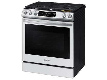 Samsung NX60BB851112 Bespoke 6.0 cu. ft. Smart Front Control Slide-In Gas Range with Air Fry & Wi-Fi in White Glass