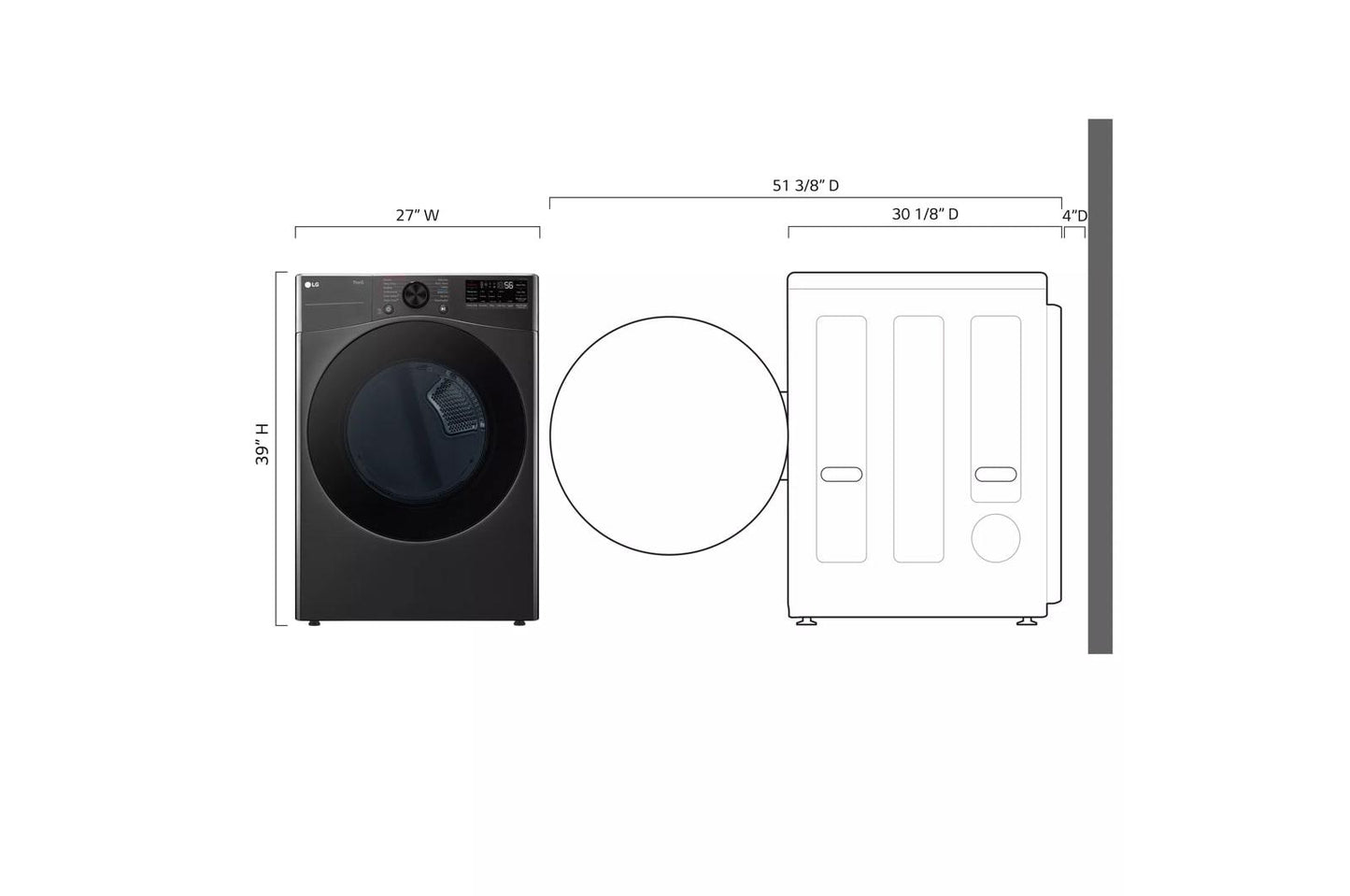 Lg DLEX4080B 7.4 cu. ft. Smart Front Load ENERGY STAR Electric Dryer with Sensor Dry & Steam Technology