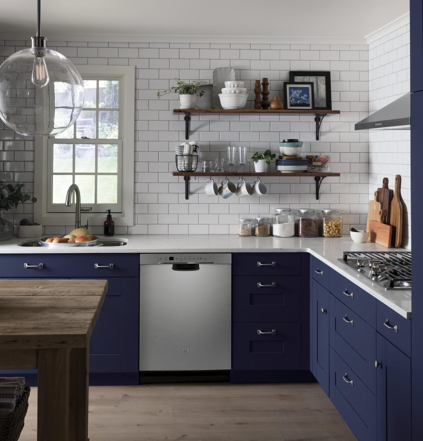 GE® Front Control with Stainless Steel Interior Dishwasher with Sanitize Cycle & Dry Boost