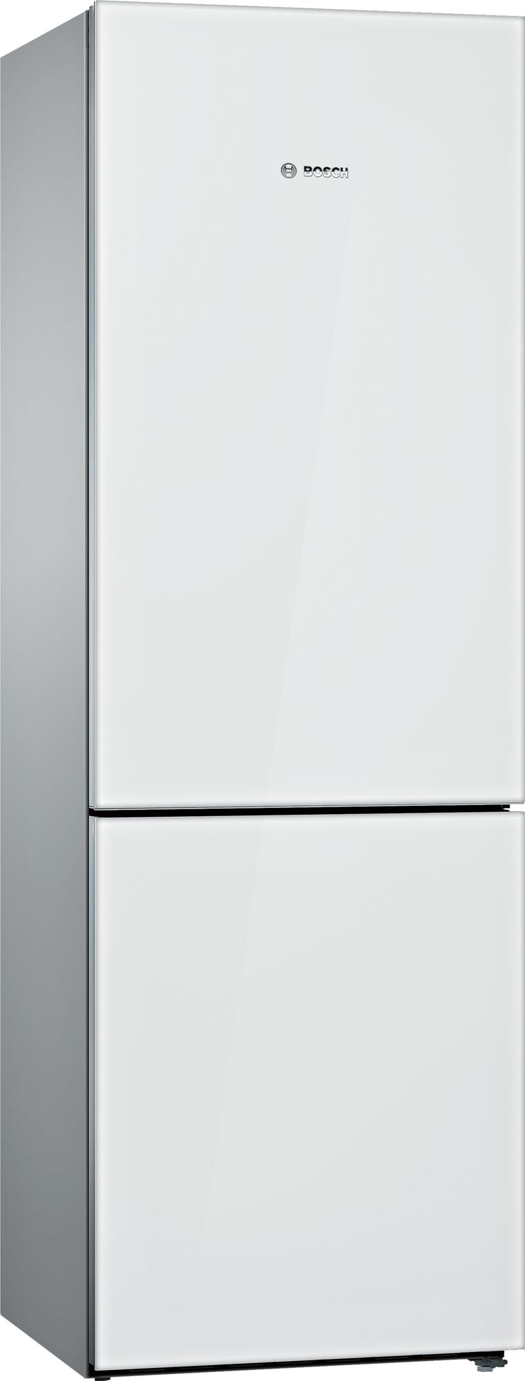 Bosch B10CB81NVW 800 Series Free-standing fridge-freezer with freezer at bottom, glass door 23.5" White