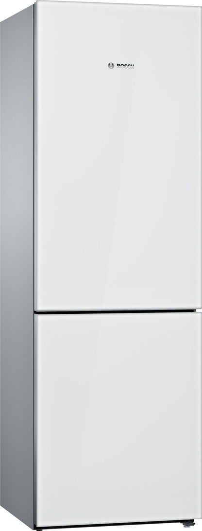 Bosch B10CB81NVW 800 Series Free-standing fridge-freezer with freezer at bottom, glass door 23.5" White