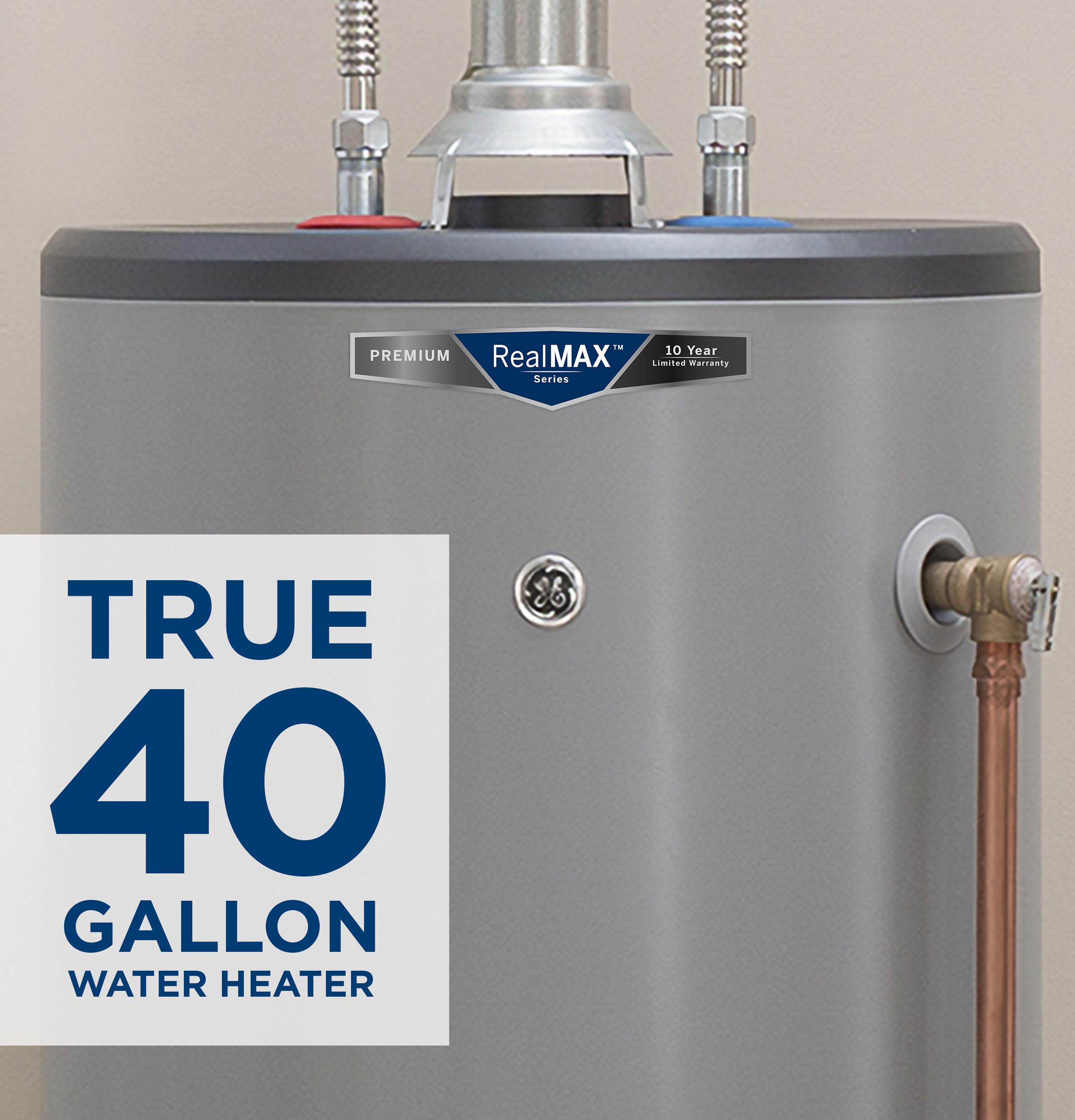 GG40T10BXR GE RealMAX Premium 40-Gallon Tall Natural Gas Atmospheric Water Heater