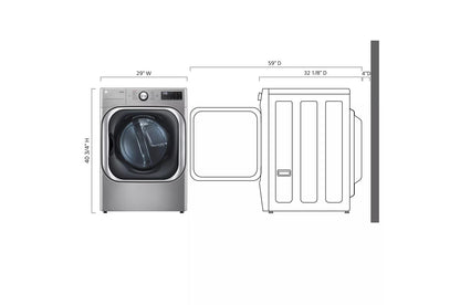Lg DLEX8980V 9.0 cu. ft. Mega Capacity Smart Wi-Fi Enabled Front Load Electric Dryer with TurboSteam™ and Built-In Intelligence