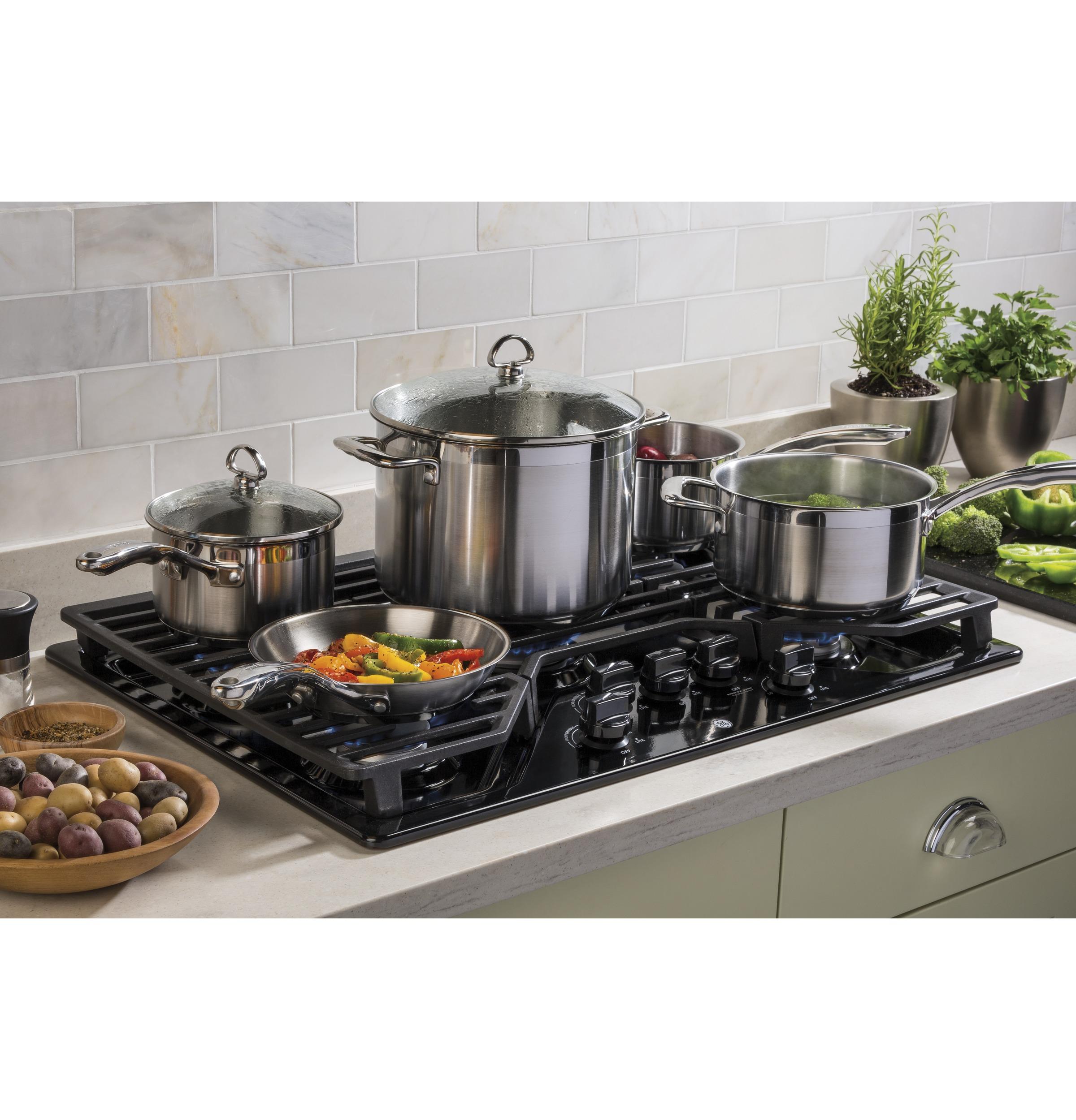 JGP5030DLBB GE® 30" Built-In Gas Cooktop with 5 Burners and Dishwasher Safe Grates