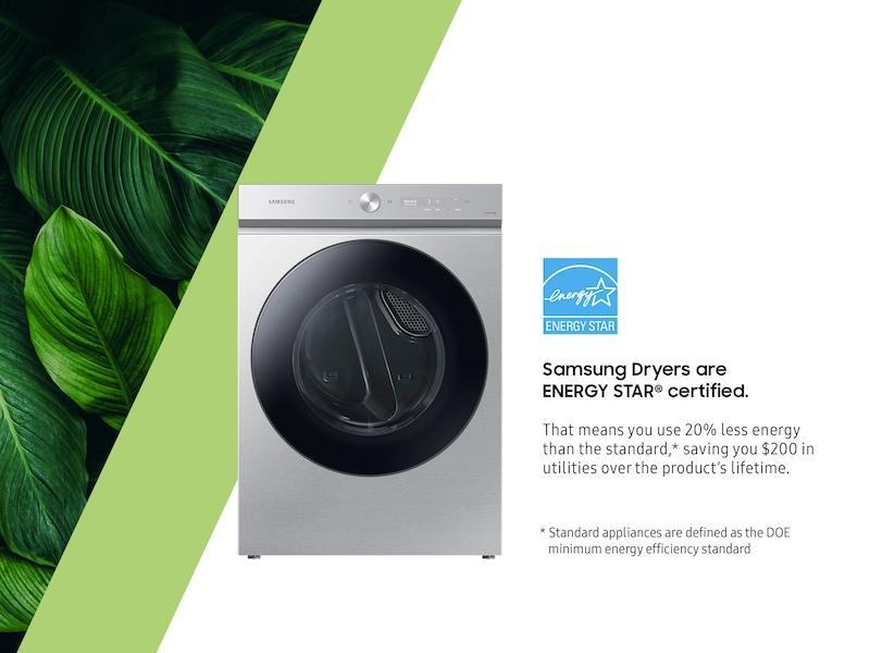 Samsung DVG53BB8700TA3 Bespoke 7.6 cu. ft. Ultra Capacity Gas Dryer with Super Speed Dry and AI Smart Dial in Silver Steel