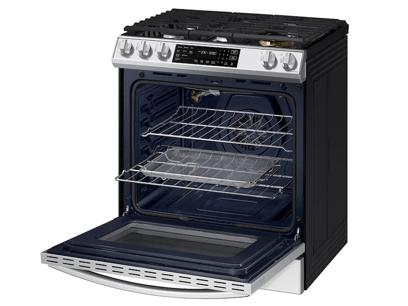 Samsung NX60BB851112 Bespoke 6.0 cu. ft. Smart Front Control Slide-In Gas Range with Air Fry & Wi-Fi in White Glass