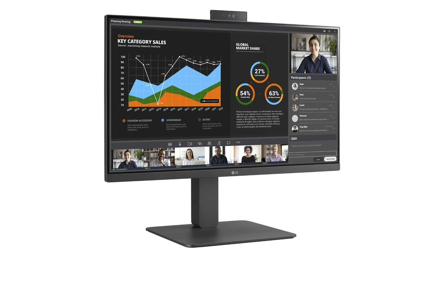 Lg 24BR750CC 24'' IPS FHD Monitor with Built-in FHD Webcam & Mic, Anti-Glare, & USB Type-C™