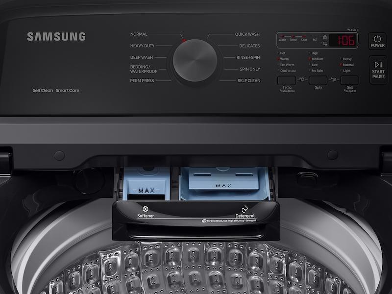 Samsung WA49B5105AV 4.9 cu. ft. Large Capacity Top Load Washer with ActiveWave™ Agitator and Deep Fill in Brushed Black