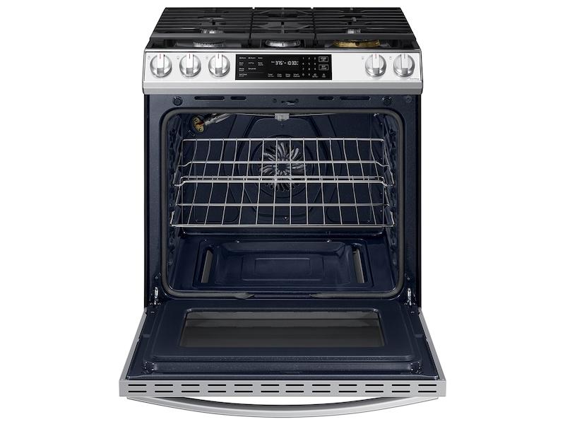 Samsung NX60BB851112 Bespoke 6.0 cu. ft. Smart Front Control Slide-In Gas Range with Air Fry & Wi-Fi in White Glass