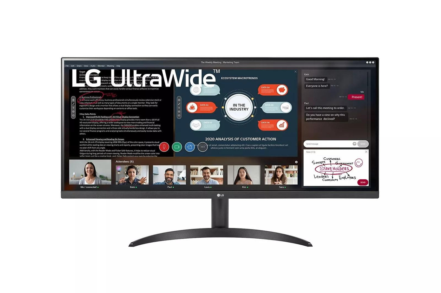 Lg 34WP500B 34 Inch UltraWide FHD HDR Monitor with FreeSync™