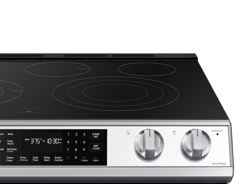 Samsung NE63BB851112 Bespoke 6.3 cu. ft. Smart Front Control Slide-In Electric Range with Air Fry & Wi-Fi in White Glass