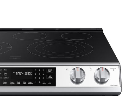 Samsung NE63BB851112 Bespoke 6.3 cu. ft. Smart Front Control Slide-In Electric Range with Air Fry & Wi-Fi in White Glass