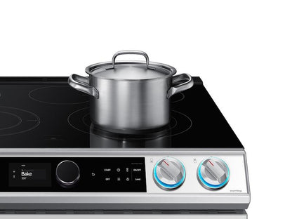 Samsung NE63BB871112 Bespoke Smart Slide-in Electric Range 6.3 cu. ft. with Smart Dial & Air Fry in White Glass
