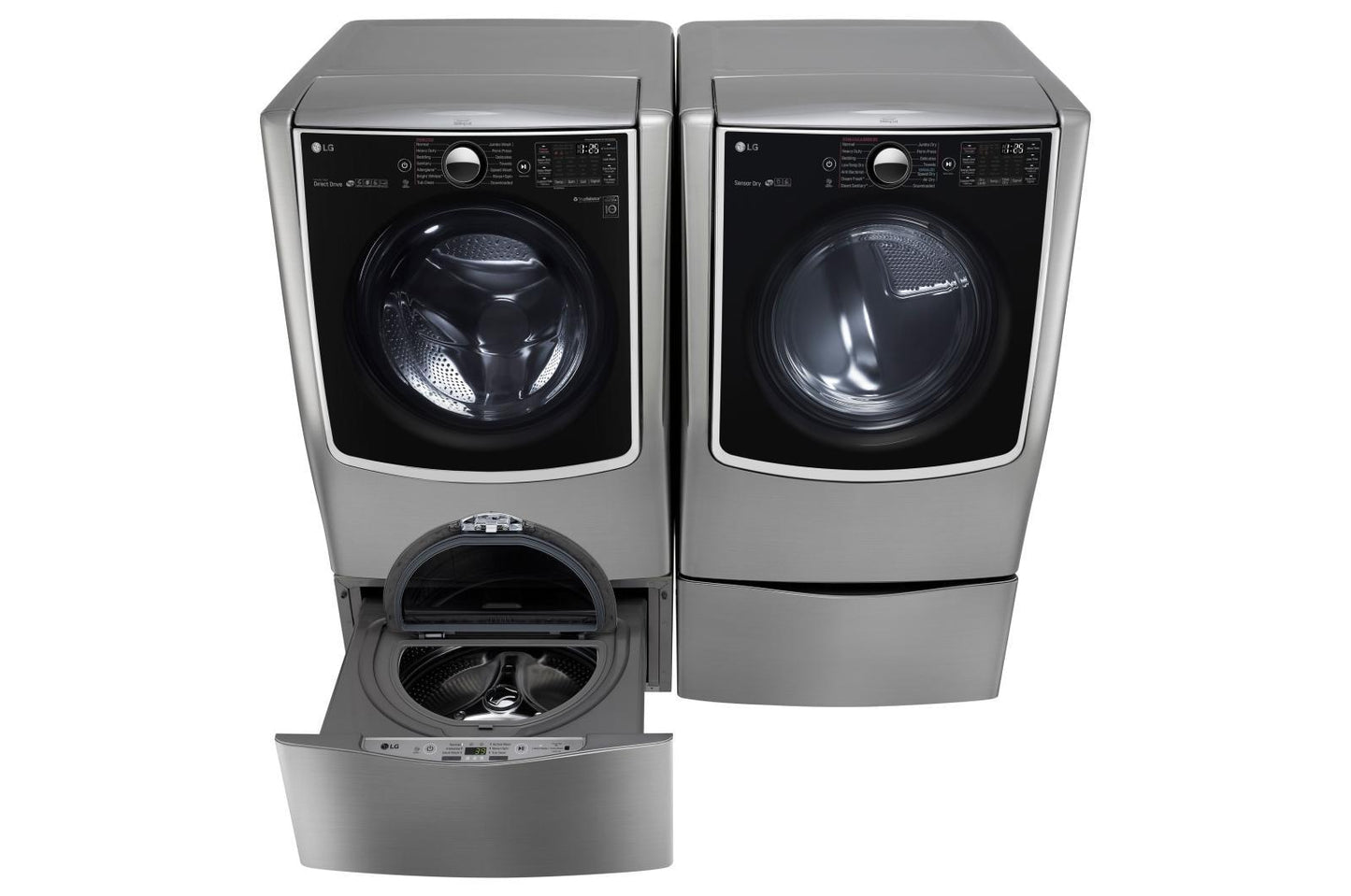 Lg WM5000HVAWD100CVDLGX5001VWDP4V 5.5 Total Capacity LG TWINWash™ Bundle with LG SideKick™ and Gas Dryer