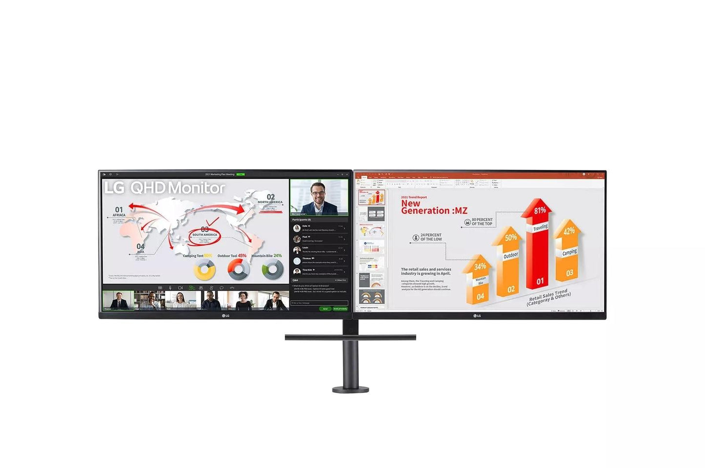 Lg 24QP88DB 24 Inch QHD 1440P IPS Monitor Ergo Dual with USB-C and DP Daisy Chain
