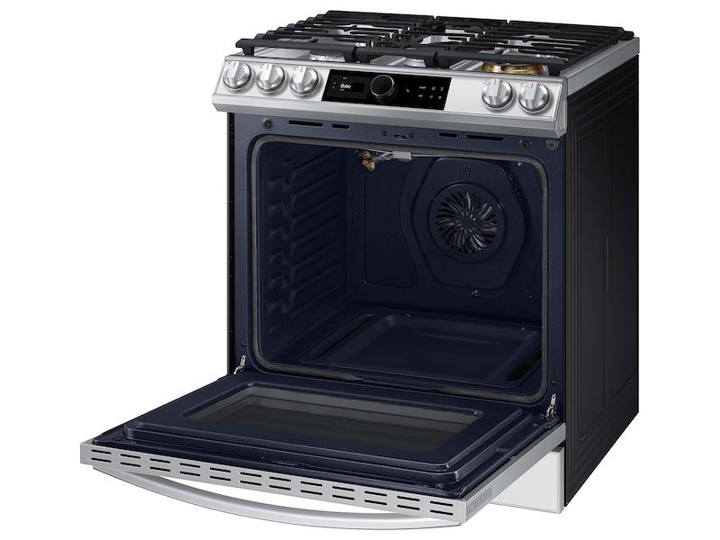 Samsung NX60BB871112 Bespoke Smart Slide-in Gas Range 6.0 cu. ft. with Smart Dial, Air Fry & Wi-Fi in White Glass