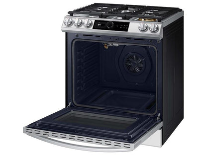 Samsung NX60BB871112 Bespoke Smart Slide-in Gas Range 6.0 cu. ft. with Smart Dial, Air Fry & Wi-Fi in White Glass
